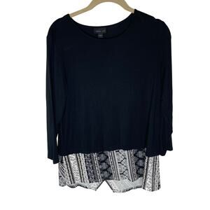 J. JILL Wearever Collection Top Size Petite Small Border Print Tunic Women’s